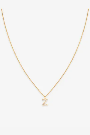 Astrid & Miyu Initial Z 18ct Yellow Gold-plated Recycled Sterling-silver and Cubic Zirconia Pendant Necklace