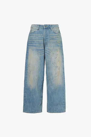 Jaded London Xl Colossus Distressed Wide-leg High-rise Denim-blend Jeans