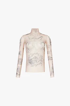 Balenciaga Tattoo Graphic-print Mesh Top