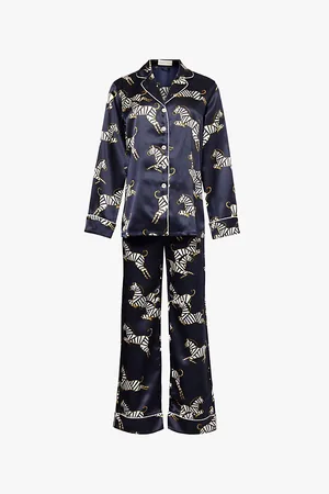 Olivia von Halle Lila Graphic-print Silk-satin Pyjama Set