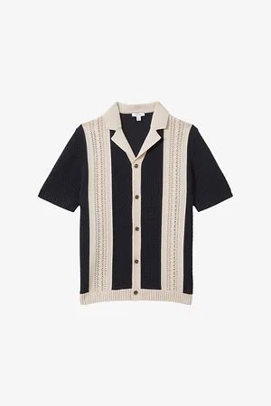 Reiss Nicoli Cuban-collar Striped Cotton Shirt