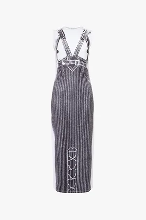 Jean Paul Gaultier Striped Graphic-print Stretch-woven Maxi Dress