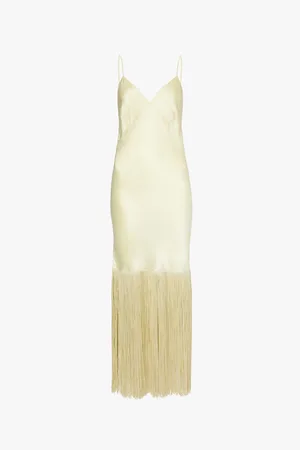 Olivia von Halle Zoya Fringed-hem Silk-satin Nightdress