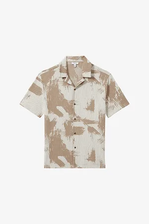 Reiss Viceroy Graphic-print Short-sleeve Stretch-woven Shirt