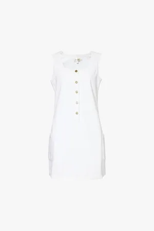 Frame Trapunto Patch-pocket Denim Mini Dress
