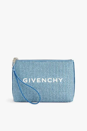 Givenchy Logo-embroidered Raffia Pouch