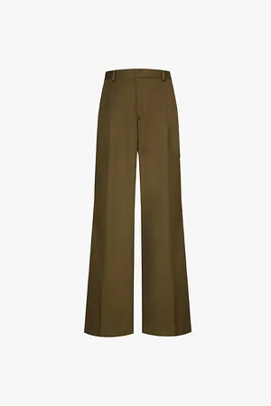 Frame Pleated Wide-leg Mid-rise Cotton Trousers