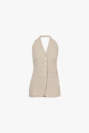 Pretty Lavish Remy Halter-neck Slim-fit Woven Waistcoat