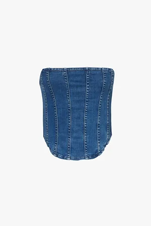 GOOD AMERICAN Corset Tube Panelled Denim-blend