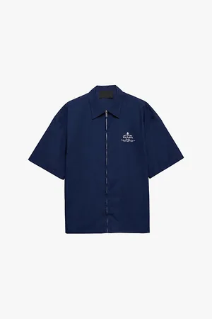 Prada Logo-embroidered Zip-up Nylon Shirt