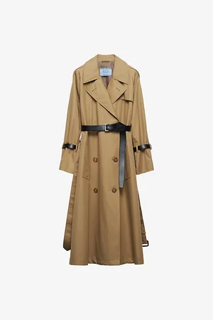Prada Logo-badge Lapel-collar Double-breasted Cotton Trench