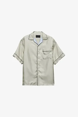 Prada Logo-embroidered Relaxed-fit Short-sleeve Silk Shirt
