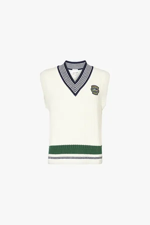 Lacoste Logo-embroidered V-neck Cotton-blend Knitted Vest