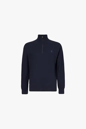 Ralph Lauren Logo-embroidered Half-zip Cotton-knit Sweatshirt