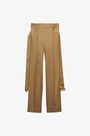 Prada Belted-waist Straight-leg High-rise Cotton-twill Trousers