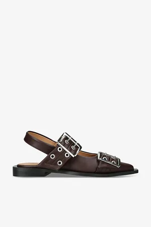 Ganni Buckle Ballerina Faux-leather Ballet Flats
