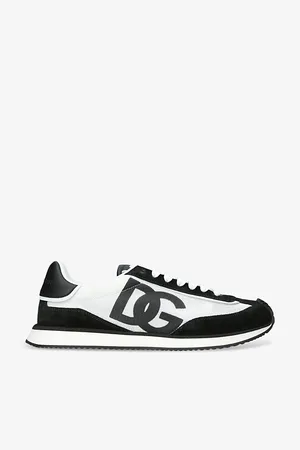 Dolce & Gabbana Aria Branded Suede and Mesh Trainers