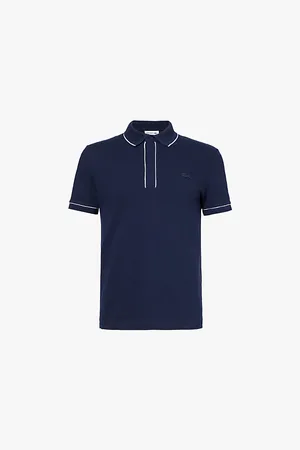 Lacoste Logo-embroidered Contrast-stitching Cotton-blend Polo Shirt