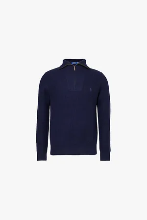 Ralph Lauren Logo-embroidered Funnel-neck Wool and Cotton-blend Jumper