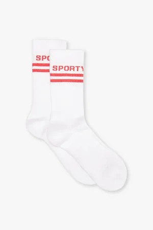 Sporty & Rich Sporty Text-intarsia Cotton Crew Socks