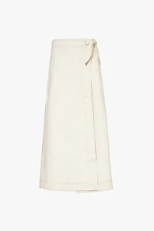 Ganni Wrap-around Contrast-stitching Stretch Organic-denim Maxi Skirt