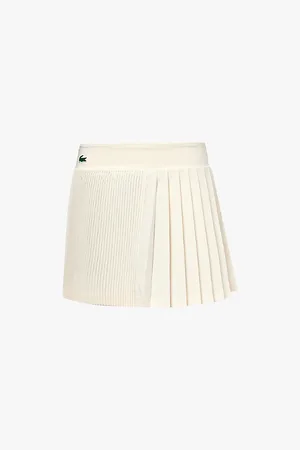Lacoste Tennis Logo-embroidered Pleated Woven Mini Skirt