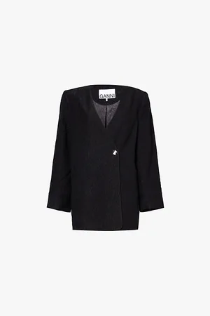 Ganni Crepe Boxy Woven Blazer