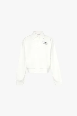 Lacoste Logo-patch Dropped-shoulder Cotton-jersey Sweatshirt