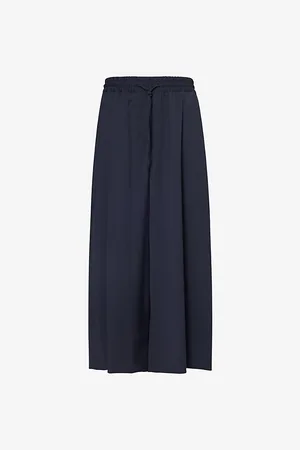 Max Mara Drawstring Wide-leg Mid-rise Cropped Wool Knitted Trousers