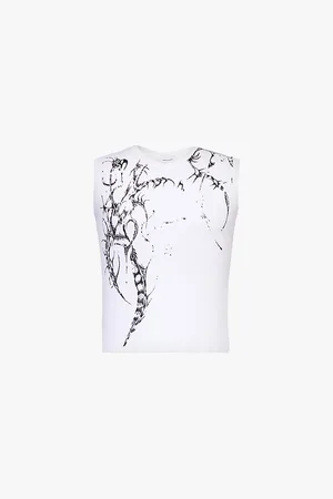 Jaded London Graphic-print Sleeveless Cotton Top
