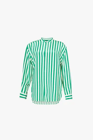 Ralph Lauren Striped Relaxed-fit Silk Blouse