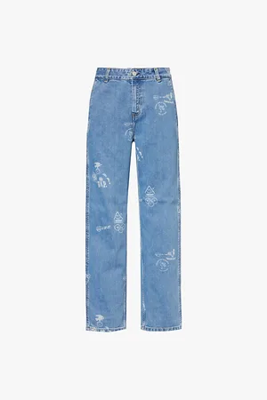 Carhartt Stamp Graphic-print Straight-leg Organic-denim Jeans