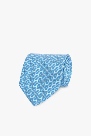 Salvatore Ferragamo Logo-print Pointed-tip Silk Tie