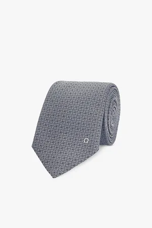 Salvatore Ferragamo Geometric Jacquard-print Pointed-tip Silk Tie