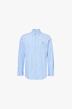 Ralph Lauren Logo-embroidered Striped Stretch-cotton Shirt