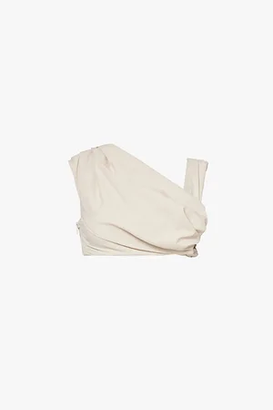 Entire Studios Ruched Asymmetric-neck Stretch-woven Top