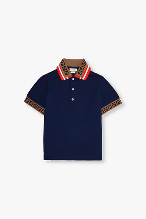 Fendi Branded-taping Short-sleeved Cotton-piqué Polo Shirt 8-12