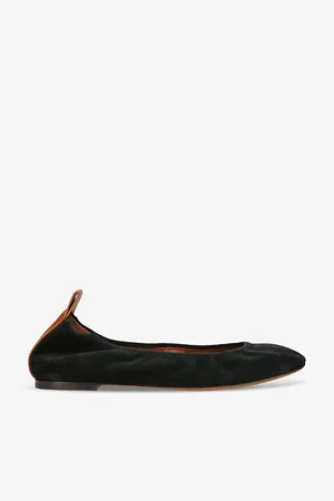 Lanvin Elasticated-trim Round-toe Suede Pumps