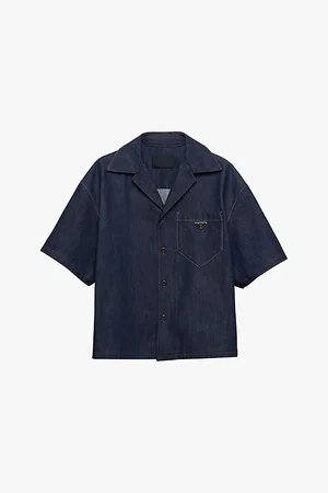 Prada Logo-plaque Short-sleeve Denim Shirt