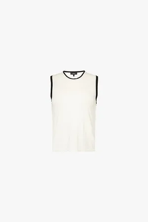 THEORY Contrast-trim Sleeveless Wool Top
