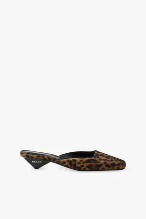 Prada Leopard-print Square-toe Leather Heeled Mules