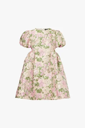 Sister Jane Flora-jacquard Puff-sleeve Woven-blend Mini Dress