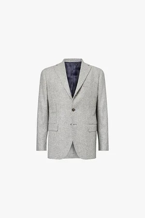 ELEVENTY Houndstooth-pattern Single-breasted Wool-blend Blazer