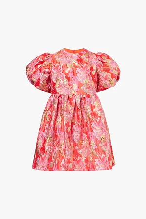 Sister Jane Puff-sleeve Jacquard-weave Woven Mini Dress