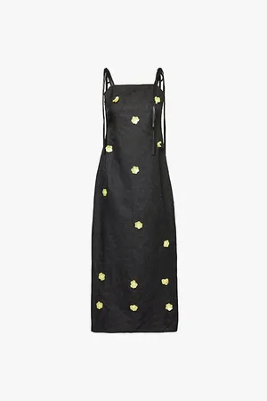 Sister Jane Flower-embellished Woven Midi Dress