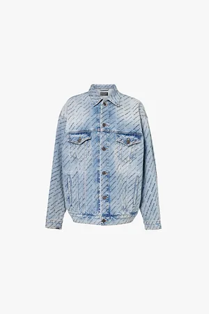 Balenciaga Brand-print Relaxed-fit Denim Jacket