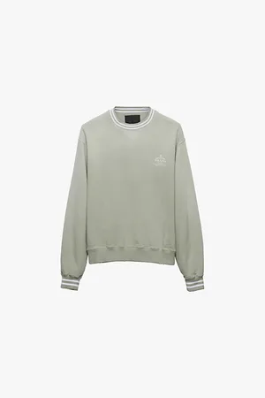 Prada Logo-print Contrast-stripe Cotton Sweatshirt