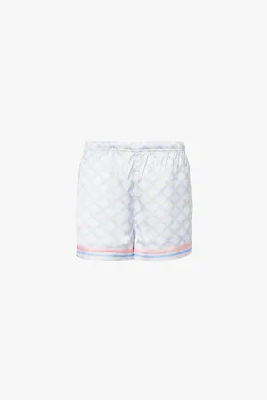 The Couture Club Emblem Drawstring-waist Satin Shorts
