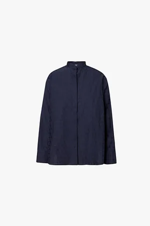 VALENTINO GARAVANI Monogram-pattern Long-sleeved Cotton-poplin Shirt