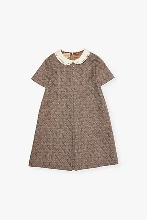 Gucci Monogram-pattern Short-sleeved Wool Dress 4-12 Years